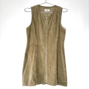 Reformation Jeans Suzie Corduroy Mini Dress Women's Size 12 Olive Green